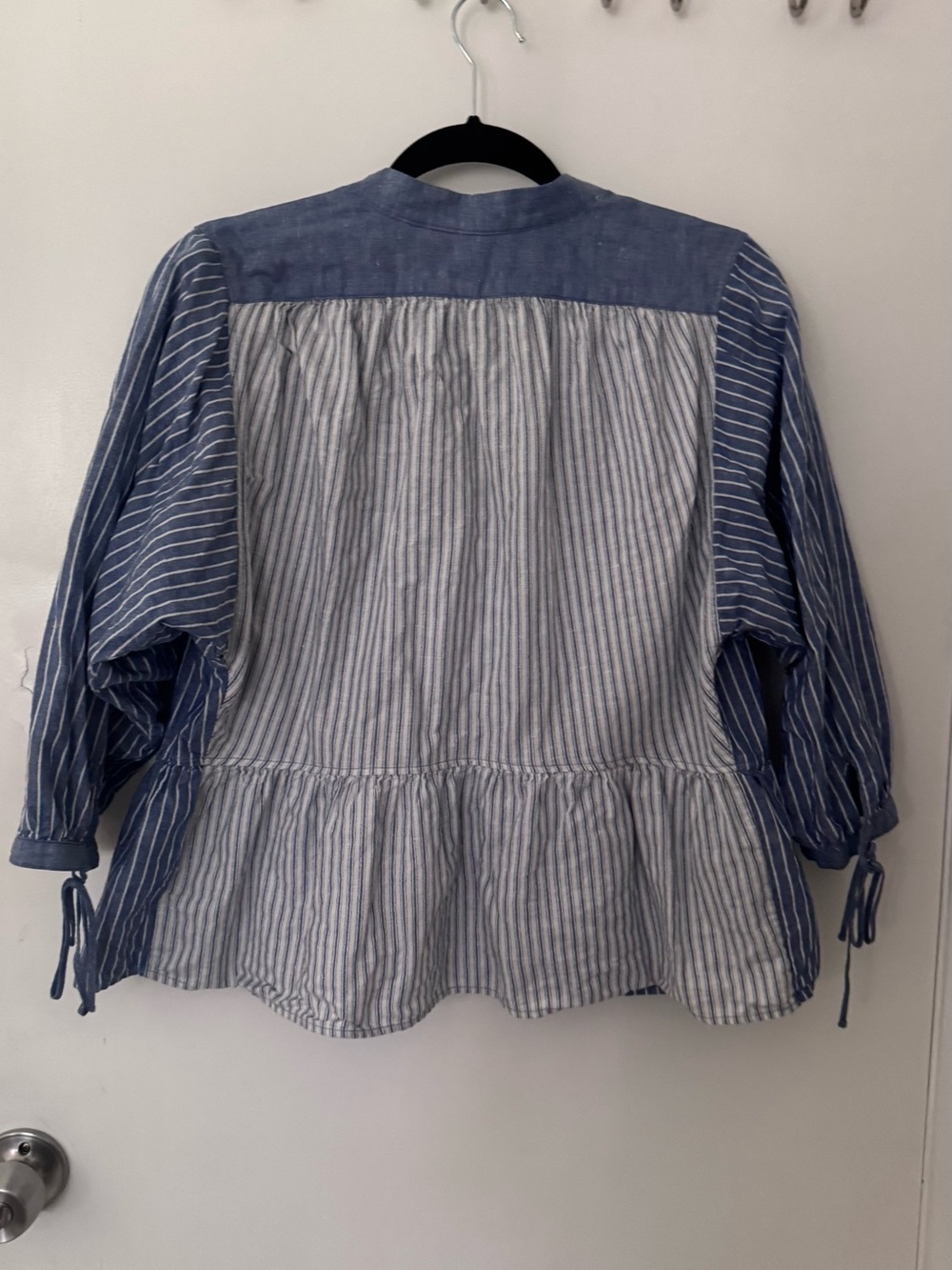 J.W. Anderson Blue and White Striped Peplum Tie-Sleeve Blouse S - Picture 5 of 9